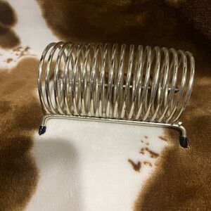 Vintage MCM light gold 45 rpm record rack or letter holder 3”